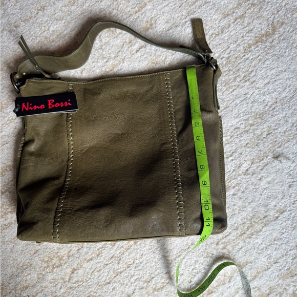 Nino Bossi Handbag NWT Olive Green Leather Shoulder Bag - Picture 4 of 7